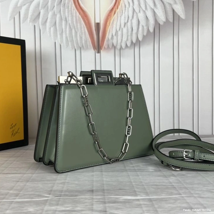 Affordable Green Fendi In Mini Peekaboo Leather Cut Bag Calf 0818